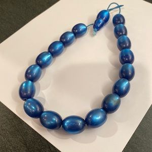 Mid Century modern Blue Metallic Bead Necklace